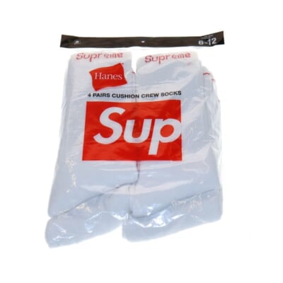 ×HANES Crew Socks 4Pack ヘインズ クルーソックス 靴下 ホワイト Sランク