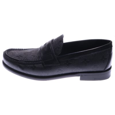 ×NBA エヌビーエー LVローファーライン モノグラムコインローファー レザーシューズ ブラック FA0241 Bランク