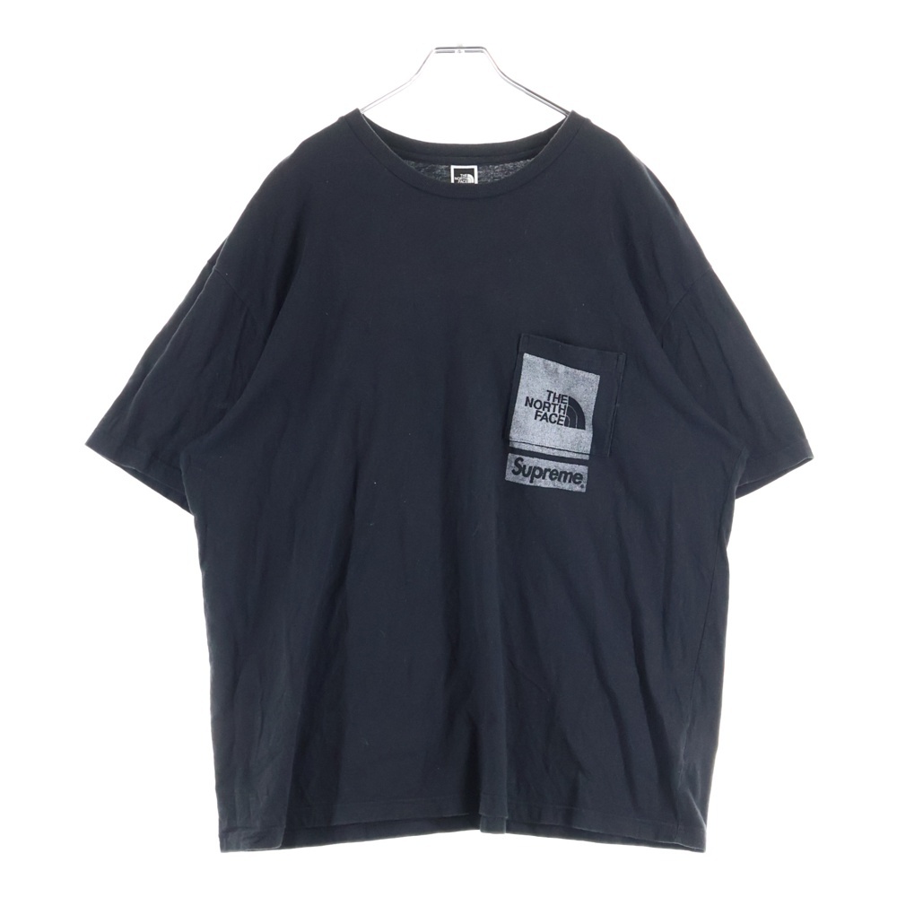 23SS ×THE NORTH FACE ノースフェイス 胸ロゴデザイン クルーネック カットソー 半袖Tシャツ ブラック NT02309I Bランク