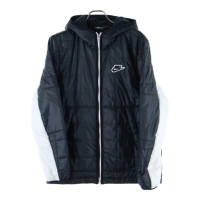 SYN フィル ロゴパッチ フリース ジップアップ 中綿フーデットジャケット ブラック/ホワイト CU4423-070 Bランク