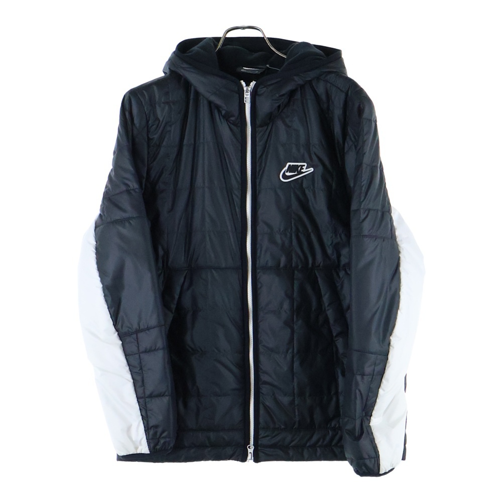 SYN フィル ロゴパッチ フリース ジップアップ 中綿フーデットジャケット ブラック/ホワイト CU4423-070 Bランク