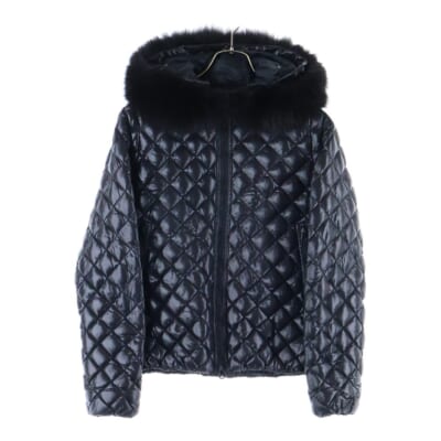 ADIA ファー付き ダウンジャケット ブラック D.038.00/1035. レディース Bランク