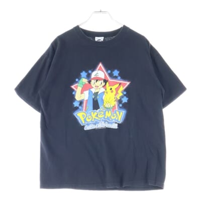 90S VINTAGE POKEMON 1999 TEE ヴィンテージ ポケットモンスター サトシ ピカチュウ プリントTシャツ 半袖クルーネックカットソー ブラック Bランク
