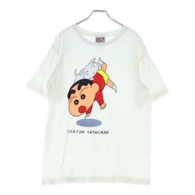 90S VINTAGE CRAYON SHIINCHAN TEE ヴィンテージ クレヨンしんちゃん シロ BANDAIタグ フロントプリントTシャツ 半袖クルーネックカットソー ホワイト Bランク