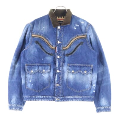 18AW DAN JEAN JACKET 襟コーデュロイ ウエスタンデザイン デニム トラッカージャケット インディゴ S71AN0014 S30309 Bランク