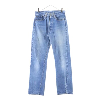 70S VINTAGE 501 66後期 両面スモールe ボタン裏6 ボタンフライストレートデニムパンツ ジーンズ インディゴ Bランク