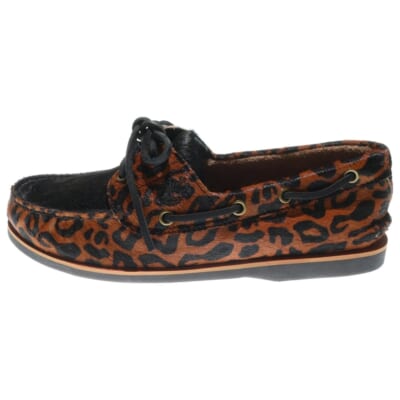 ×TIMBERLAND LEOPARD CLASSIC BOAT 2 ティンバーランド レオパードデッキシューズ ブラウン US9/27cm 0A5YYB Bランク