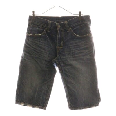 502 ボタン裏無し ジップフライ デニム ハーフパンツ ショーツ インディゴ SN502-0004 Bランク