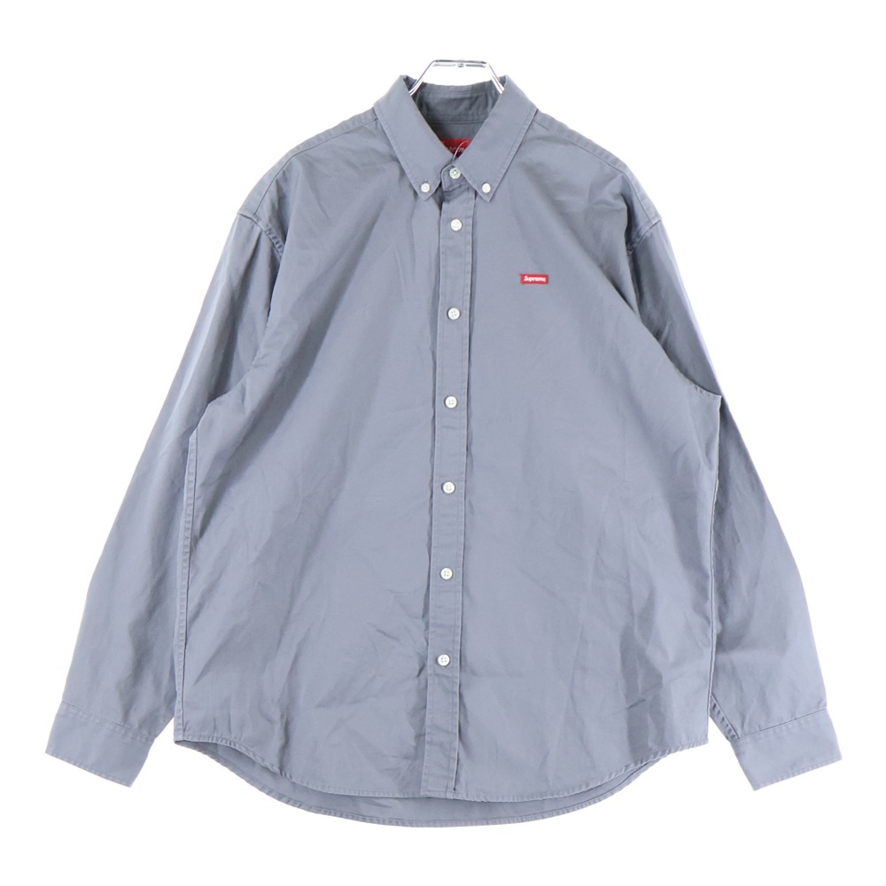 22AW Small Box Shirt スモールボックスロゴ ボタンダウン 長袖 ロングスリーブシャツ グレー Bランク