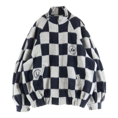 ×FRAGMENT DESIGN フラグメントデザイン ウールカシミヤブレンド チェッカー ジップアップジャケット ブルゾン ブラック/ライトグレー UC2C1201-2 Aランク