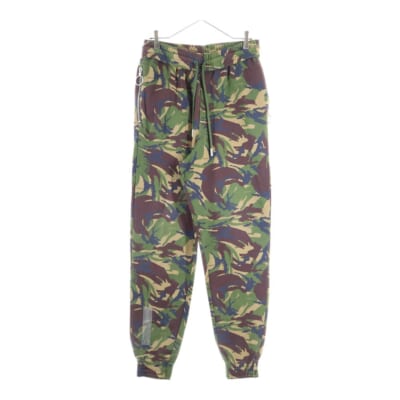 18SS カモ柄 サイドジップポケット コットン スウェットパンツ ブラウン/カーキ OMCH007S18600022 Bランク