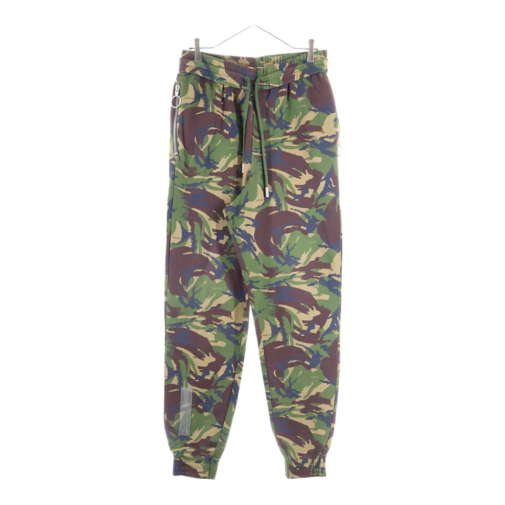 18SS カモ柄 サイドジップポケット コットン スウェットパンツ ブラウン/カーキ OMCH007S18600022 Bランク