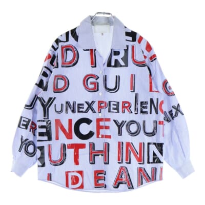 17SS フロントアルファベットプリント ストライプ長袖シャツ ブルー 29DL011047741 Bランク