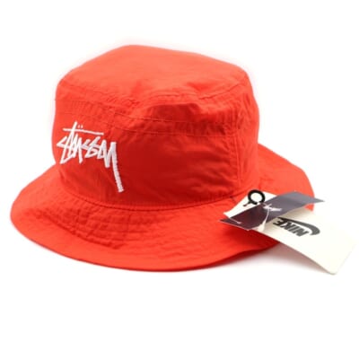 20SS ×STUSSY BUCKET HAT ステューシー ナイロン バケットハット 帽子 レッド CT8411 Aランク