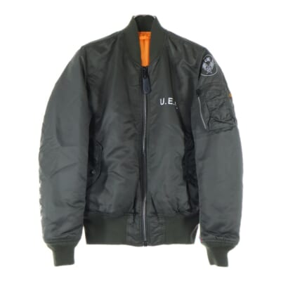 ×UNIFORM EXPERIMENT TIGHT FIT MA-1 ユニフォーム エクスペリメント タイトフィット エムエーワン ジップアップ ジャケット カーキ UE-091080 Bランク