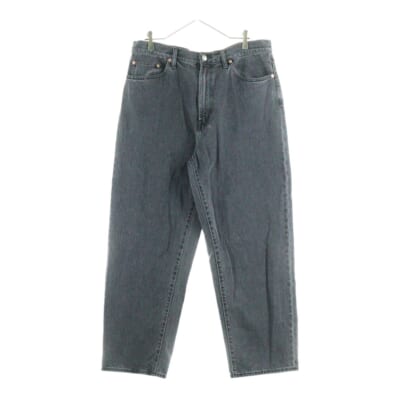 23SS Baggy Jean クラシックロゴ刺繍 ジップフライ バギーデニムパンツ ブラック Bランク