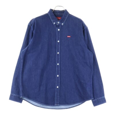 22AW Small Box Shirt Denim スモールボックスロゴ ボタンダウン デニム長袖シャツ インディゴ Aランク