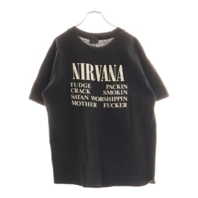 00S VINTAGE NIRVANA 2003 VESTIBULE TEE ニルヴァーナ ヴェステュバル 両面プリントTシャツ 半袖クルーネックカットソー ブラック Bランク