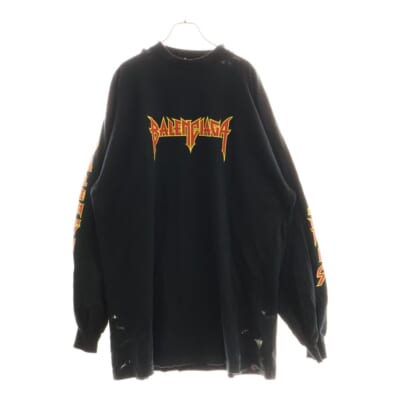 22SS METAL OVERSIZED LONG SLEEVE TEE メタルロゴ プリント オーバーサイズ 長袖Tシャツ カットソー ブラック 693949 TMV88 Bランク
