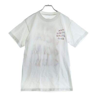 国旗ロゴプリント クルーネック半袖Tシャツ カットソー ホワイト Bランク