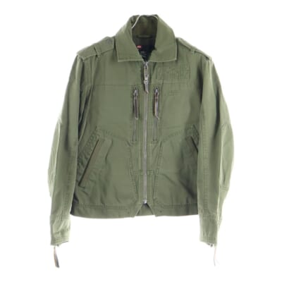 裏地総柄 コットン ジップアップ ジャケット ブルゾン カーキ Bランク