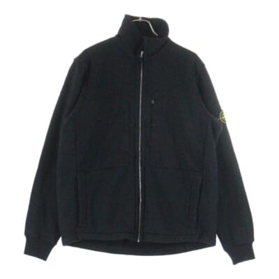 PLATED TERRY FLEECE アームロゴワッペン付きハイネックフリースジャケット ブラック 791567256 Bランク