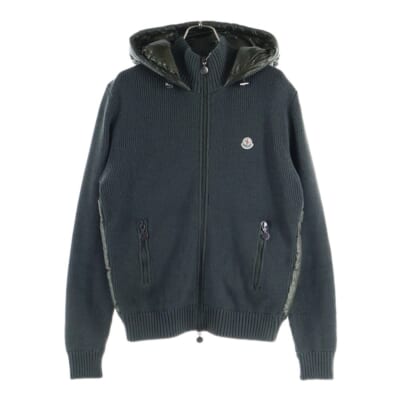 MAGLIONE TRICOT CARDIGAN ニット切り替え フーデッド ナイロンダウンジャケット カーキ 420919436900 Bランク