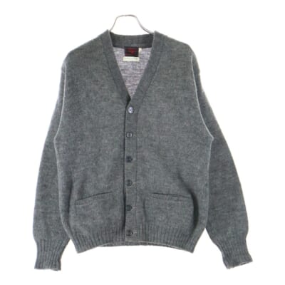 60-70S VINTAGE COLLEGE CLASSICS MOHAIR KNIT CARDIGAN ヴィンテージ カレッジクラシックス モヘヤ混 ウールニットカーディガン グレー Bランク