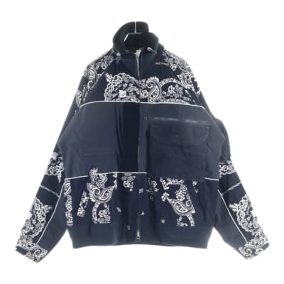12AW FLORAL BLOUSON マルチポケット コーデュロイ切り替え ジップアップ フローラルパターン ジャケット ブラック 19-02056M Bランク