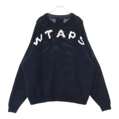 23AW CREW NECK 01 SWEATER POLY. T-ROCK バックロゴエンブロイダリー クルーネックニットスウェット セーター ブラック 232MADT-KNM04 Bランク
