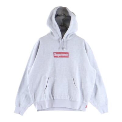 23SS Inside Out Box Logo Hooded Sweatshirt インサイドアウト ボックスロゴ スウェット プルオーバーパーカー グレー Bランク
