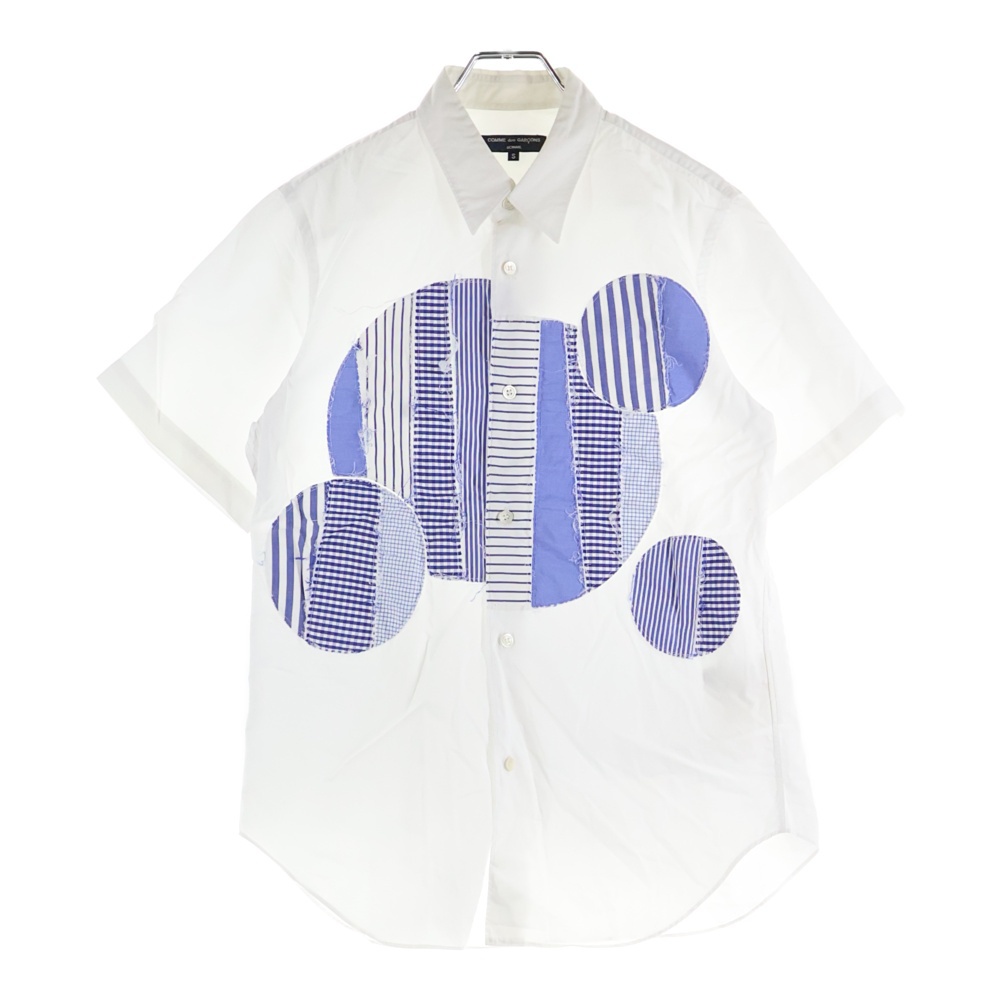 15SS AD2015 ストライプ パッチワーク 半袖シャツ ホワイト/ブルー HQ-B034 Bランク