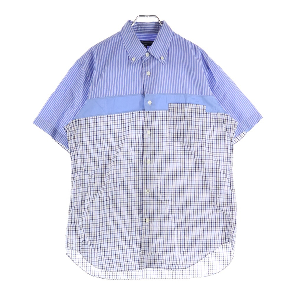 17SS AD2017 クレイジーパターン 切り替え 半袖シャツ ブルー HA-B039 Bランク