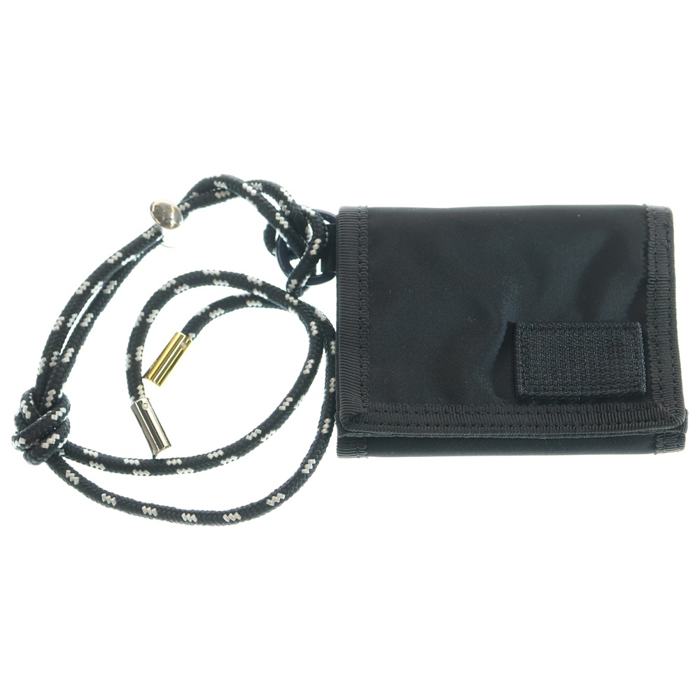 ×PORTER Trifold Wallet ポーター ストラップ付き ナイロン 三つ折り財布 ウォレット ブラック 2110600188 Aランク