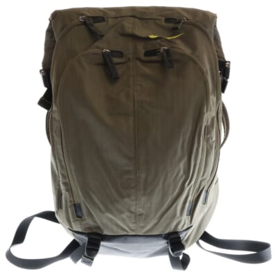 ロゴプリント ナイロン バッグパック リュック カーキ Bランク