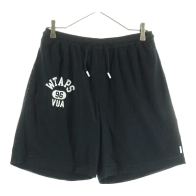 24SS WUS 02 SHORTS POLY. ERA ロゴプリント メッシュ ハーフパンツ ブラック 241ATDT-CSM37 Aランク