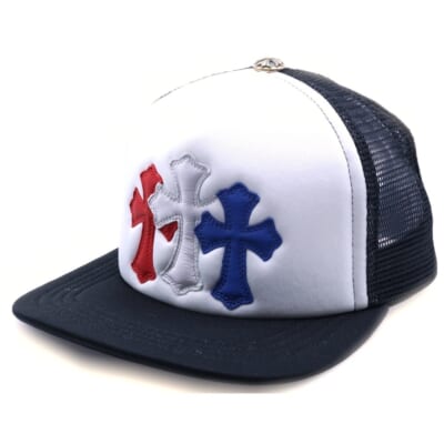 TRUCKER CAP トリコロール セメタリー クロスパッチ トラッカー キャップ 帽子 ブラック/ホワイト/マルチ Sランク