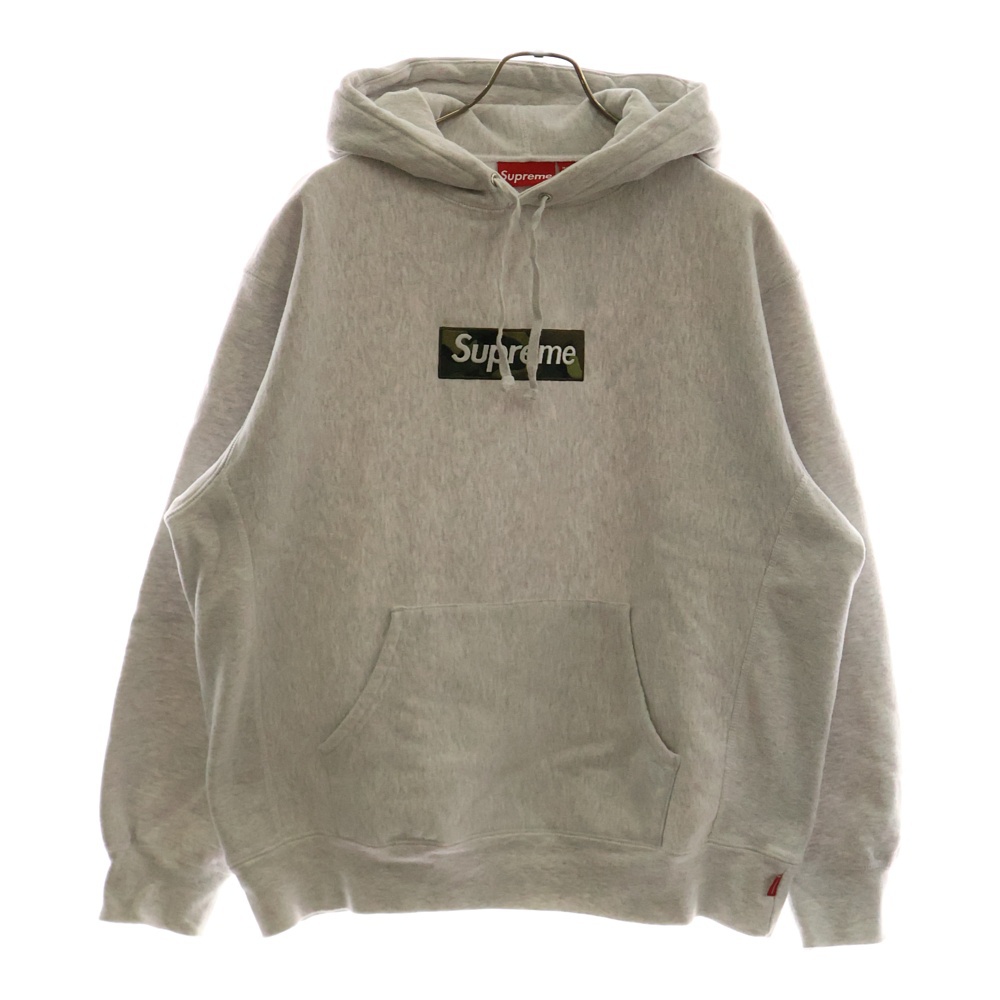 23AW Box Logo Hooded Sweatshirt Ash Grey Camo カモ柄 ボックスロゴ スウェット プルオーバー パーカー フーディー グレー/カーキ Bランク