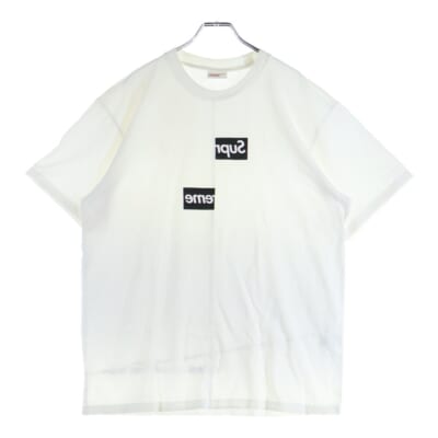 18AW ×COMME des GARCONS SHIRTS Split Box Logo Tee コムデギャルソンシャツ スプリット ボックスロゴ 半袖Tシャツ カットソー ホワイト Bランク