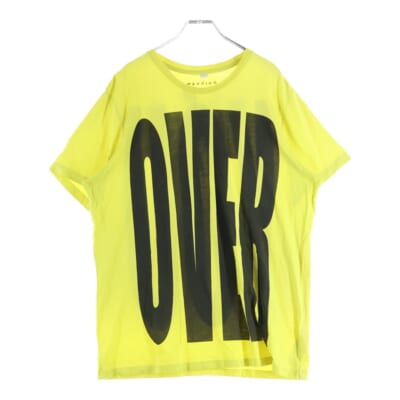 両面ビッグプリント クルーネック 半袖Tシャツカットソー イエロー Bランク