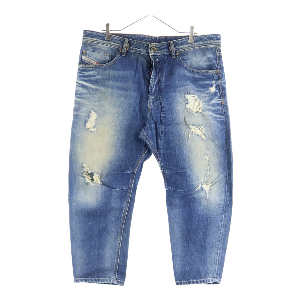 NARROT ナロー ダメージ加工 ストレートデニムパンツ インディゴ Bランク