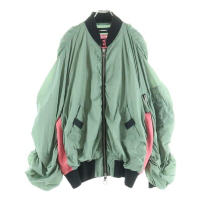 切り替え ジップアップ ナイロン フライト ボンバージャケット カーキ Bランク