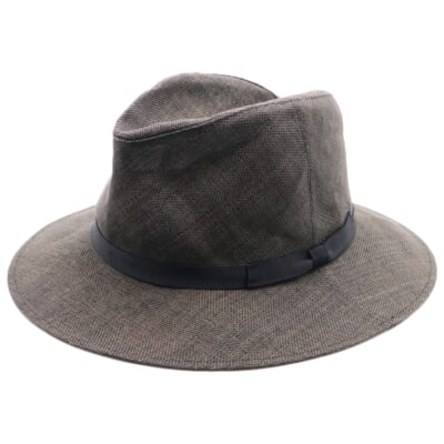 中折れストローハット 帽子 グレー Bランク