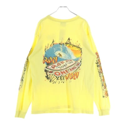 90s RON JON SURF SHOP プリント 長袖Tシャツ イエロー Bランク