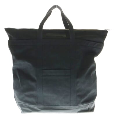 ユナイテッドアローズ25周年記念 250個限定 ダガージップ クロスパッチ付き デニムレザー コンビ トートバッグ ブラック/シルバー Bランク