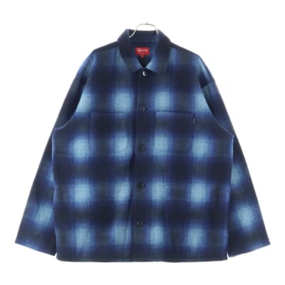 20AW Shadow Plaid Fleece Shirt シャドウ プレイド チェック フリース 長袖シャツ ブラック/ブルー Bランク