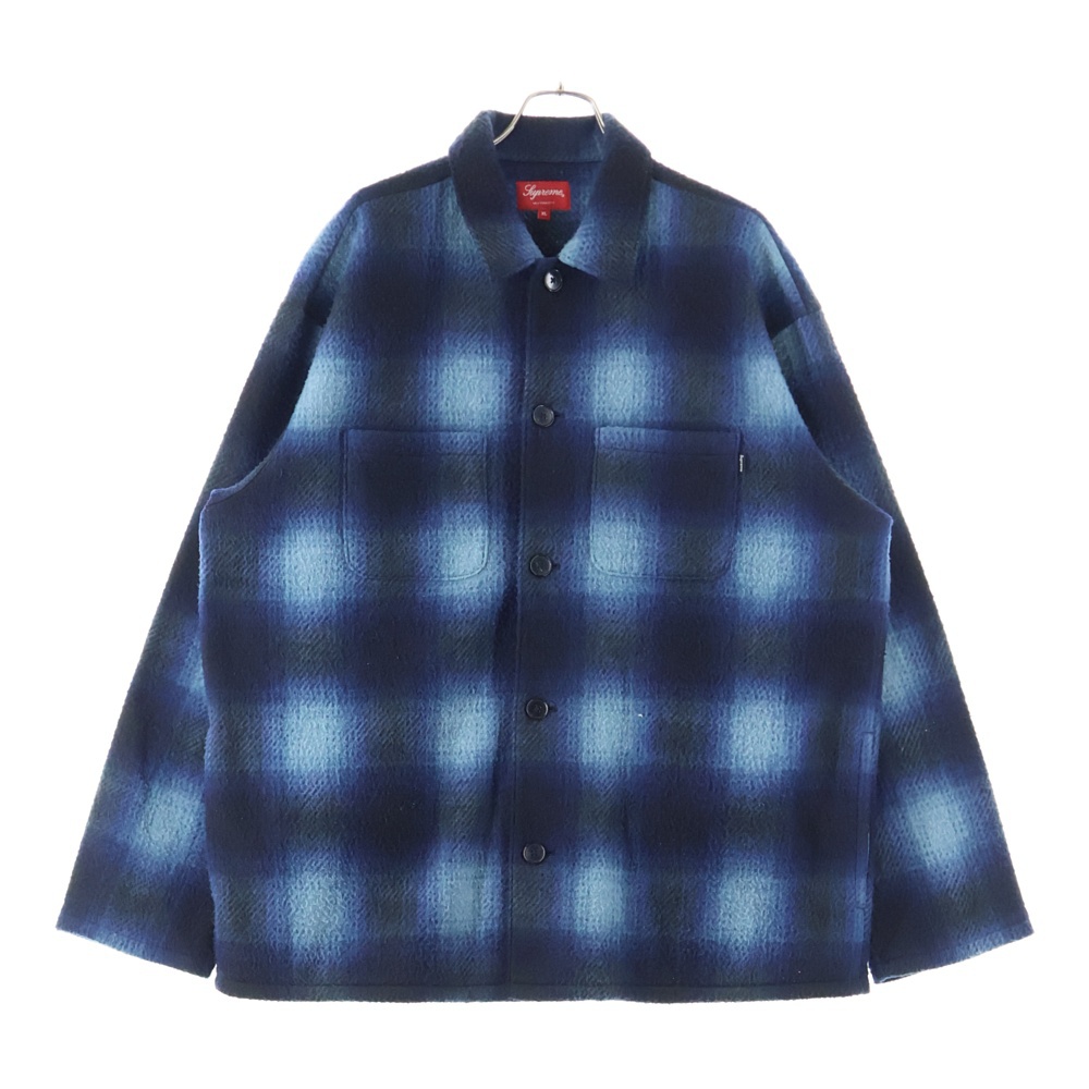 20AW Shadow Plaid Fleece Shirt シャドウ プレイド チェック フリース 長袖シャツ ブラック/ブルー Bランク