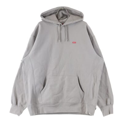 22SS Small Box Hooded Sweatshirt スモールボックスロゴ スウェットプルオーバーパーカー グレージュ Bランク