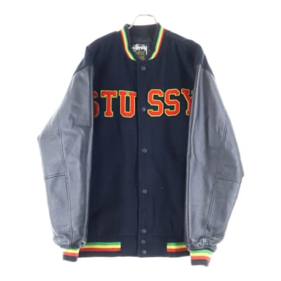 00S VINTAGE OLD × MASTERPIECE Varsity Jacket ヴィンテージ オールド マスターピースジップアップ ウール スタジアム バーシティ ジャケット ブラック Bランク