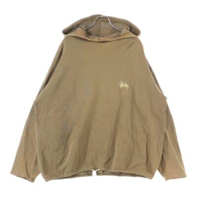 80S VINTAGE OLD ヴィンテージ オールド ストックロゴ刺繍 スウェット プルオーバーパーカー ブラウン Cランク